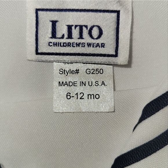 NWOT Lito Children's Wear Boys White Sailor Suit Shortall Romper with Hat 6-12M - Picture 11 of 11